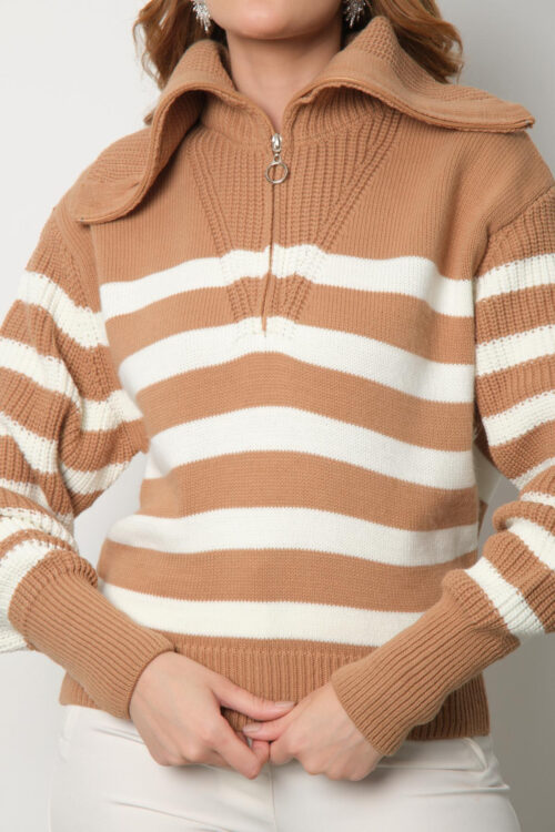 Chandail tricot avec fermeture Éclair pour femme vue de zoom